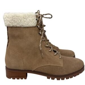 Kate Spade Rafferty Suede Shearling Boots Tan 6.5 New Box